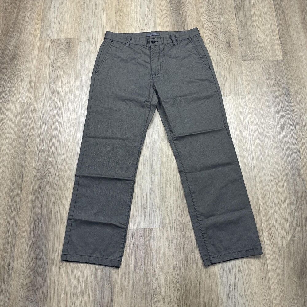 John Varvatos Pants Mens 50 Gray Chino Cotton Straight Leg Casual Flat Front